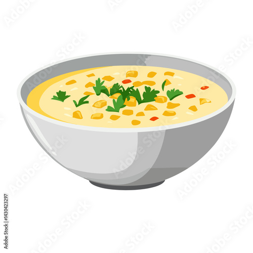 Corn chowder in a bowl illustration food soup vector