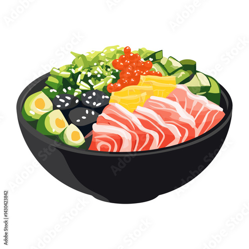 Poke bowl illustration food meal vector