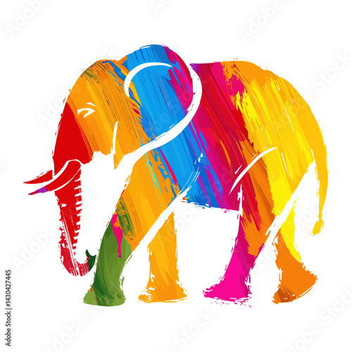 Elephant shape illustration wildlife colorful vector
