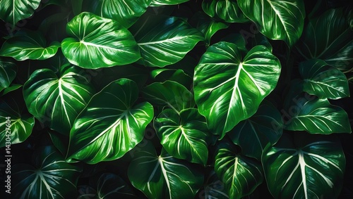 Wallpaper Mural Nature-inspired green leaves background with detailed closeup texture Torontodigital.ca