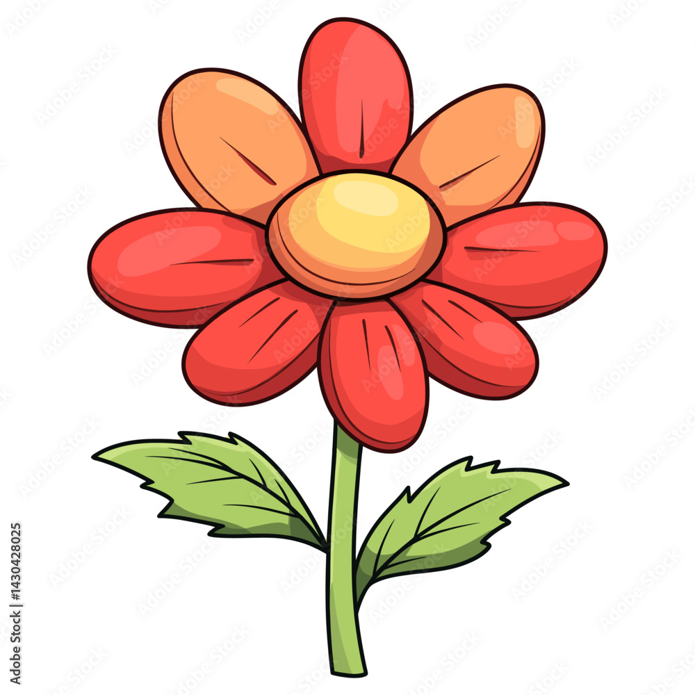 Naklejka premium Playful and vibrant flat vector flower petals illustration vector