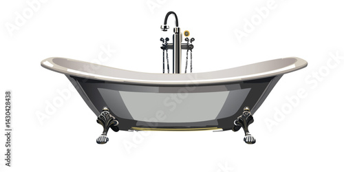 bathroom accessories bathtub on white background retro vintage vector graphic design