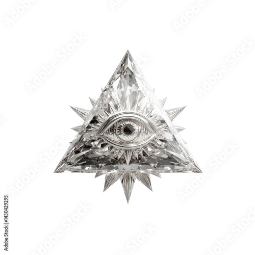 All-Seeing Eye within a Diamond Pyramid  Illuminati Symbol, 3D Render