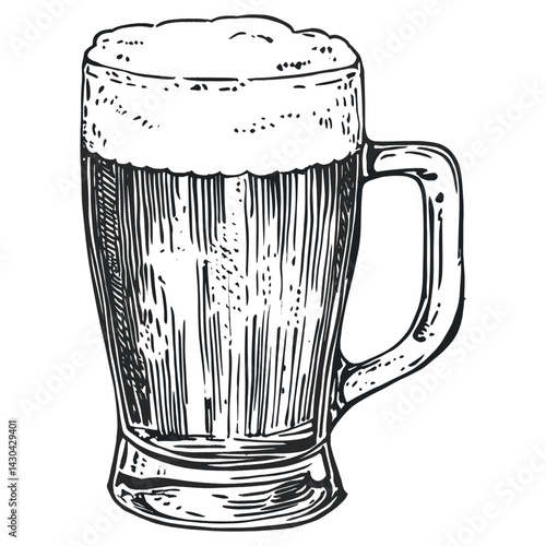 Beer mug illustration hand-drawn vector
