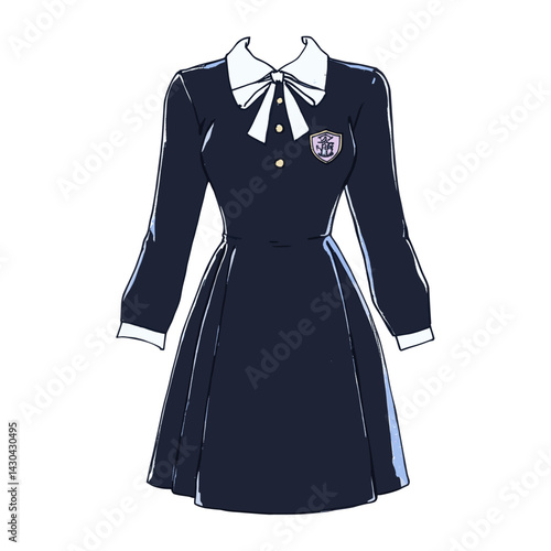 Black school uniform dress sleeves illustration collar vector