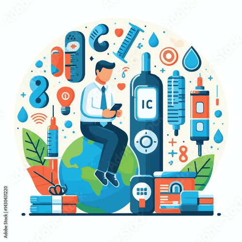 day, diabetes, world, health, awareness, concept, disease, diabetic, background, care, ribbon, medical, prevention, international, glucose, treatment, insulin, blue, symbol, support, campaign, illness