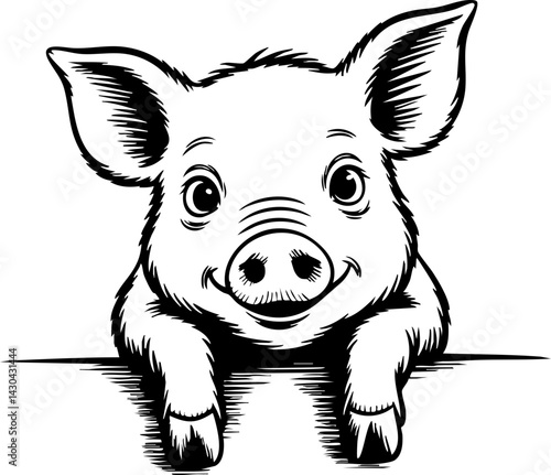 Smiling Piglet Vector Illustration