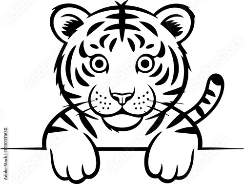 Cute Tiger Cub Cartoon Illustration