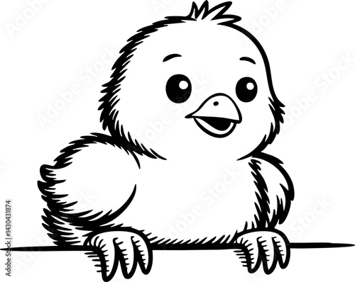 Cute Cartoon Chick Peeking Over a Surface