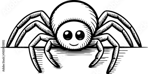 Cute Cartoon Spider Peeking Over Edge