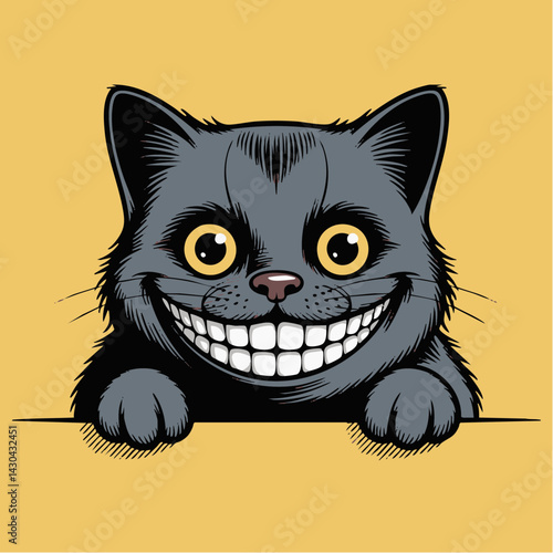 Cheshire Cat Smile on Yellow Background