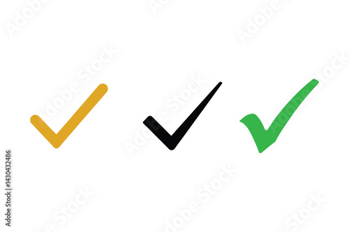 Collection of Checkmarks Gold, Black, and Green Check Icons - Perfect for Approval, Confirmation, and Completion
