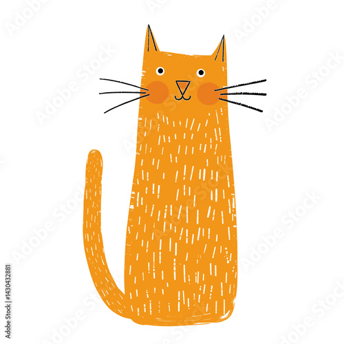 Cute orange cat animal illustration vector