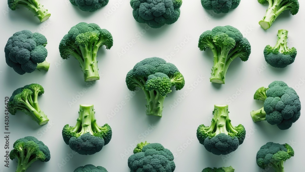 Creative broccoli layout on background for food concept. Flat lay and macro style. Creative broccoli layout on background for food concept. Flat lay and macro style.