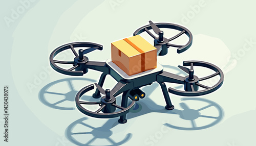 Drone Delivering Package for E-commerce Sites, Logistics Companies, Last Mile Delivery Solutions, Parcel Delivery, Aerial Transport, and Modern Supply Chain