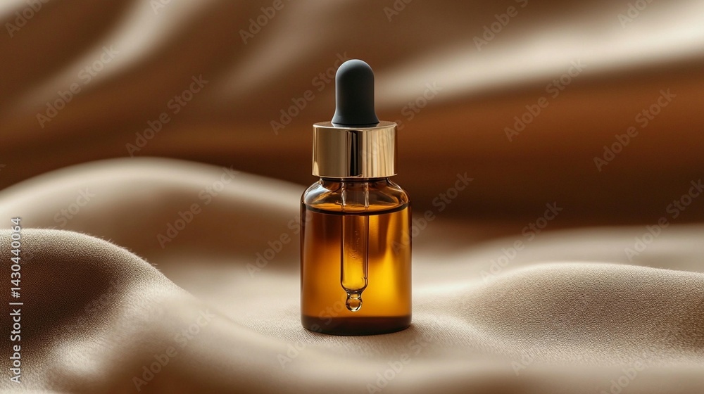 Naklejka premium Amber glass bottle essential oil serum beauty product wellness spa aromatherapy