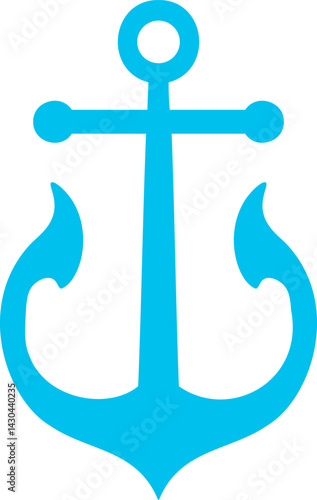 Simple ship Anchor silhouette isolated transparent background, Perfect Summer symbol template design, Summer travel vector graphic, EPS 10