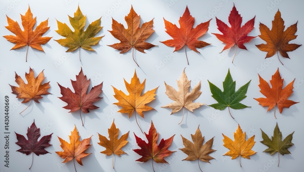 Fototapeta premium Unique autumn leaves isolated on white background