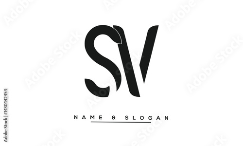 Obraz na płótnie SV, VS Abstract Letters Logo Monogram w salonie