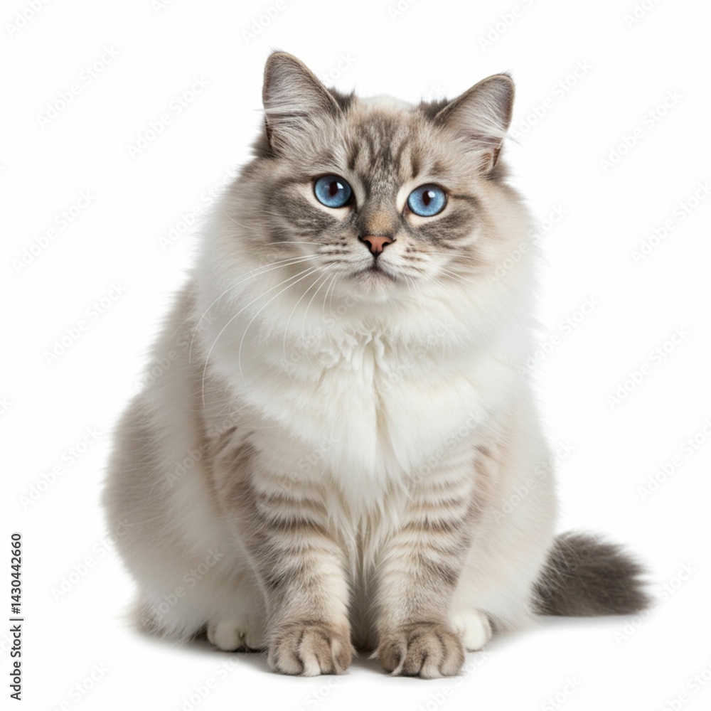 Creamy Cat with Fluffy Fur in a Dignified Pose Creamy Cat with Fluffy Fur in a Dignified Pose