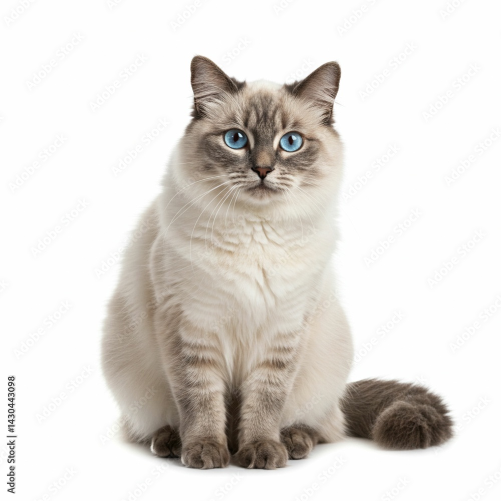 Stunning Creamy Cat with Tabby Markings in Elegant Upright Pose Stunning Creamy Cat with Tabby Markings in Elegant Upright Pose