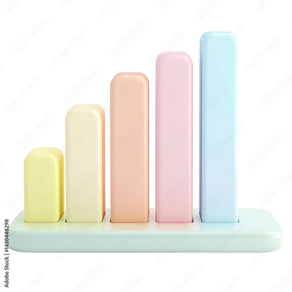 Fototapeta premium 3d render icon pastel growth bar chart