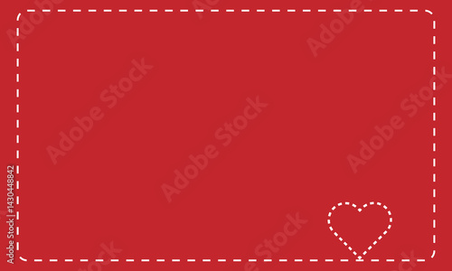 Minimal red background with a stitched white border and a heart shape in the bottom corner. Perfect for romantic, wedding, or Valentine's Day-themed designs.