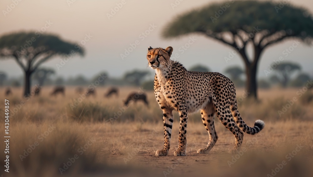 Naklejka premium Stunning wild African cheetah in natural habitat