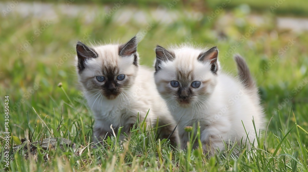 An enchanting Birman cat is attractively presented. The Birman, famous for its striking pointed coat and captivating blue eyes, has a semi - longhaired, silky coat An enchanting Birman cat is attractively presented. The Birman, famous for its striking pointed coat and captivating blue eyes, has a semi - longhaired, silky coat