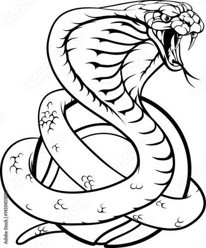 A cobra snake with a tennis ball sports team animal cartoon mascot
