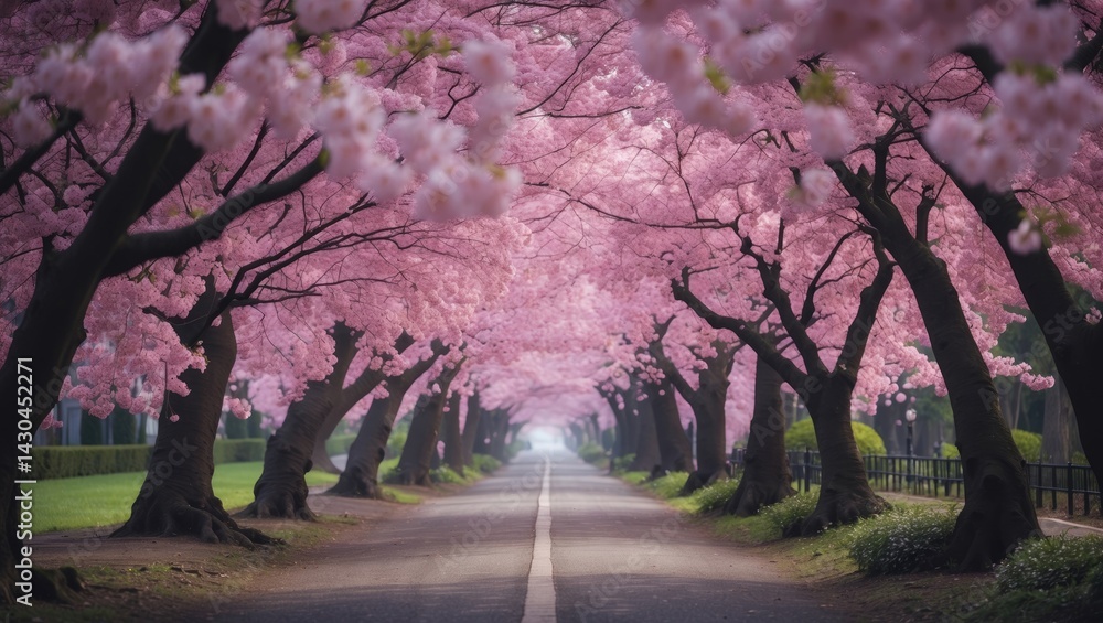 Obraz premium Beautiful Cherry Blossom Sakura in a Spring Garden with Pink Flowers