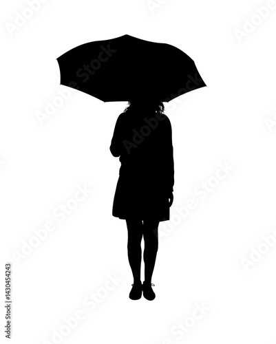 Silhouette of an attractive woman with an umbrella - vector illustration
