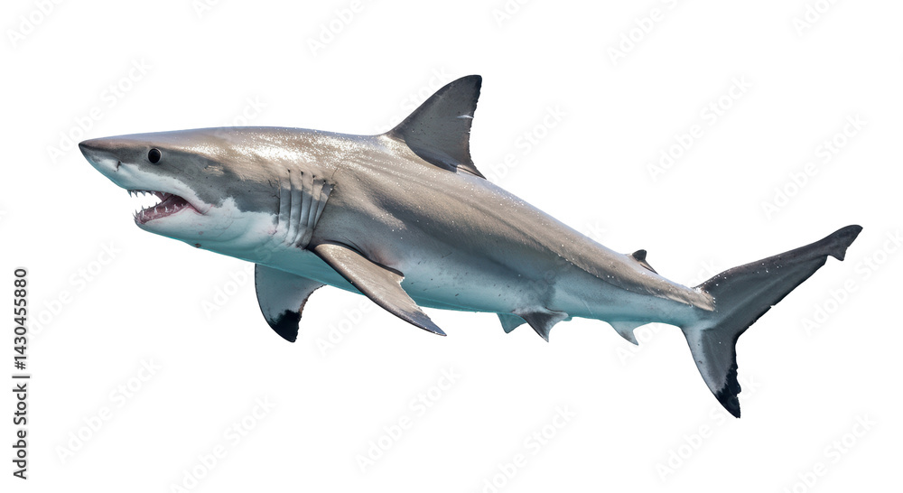 Isolated Great White Shark Menacing Predator Isolated Great White Shark Menacing Predator