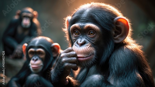 Wallpaper Mural Close-up of a chimpanzee's face with engaging eyes in a natural setting Torontodigital.ca