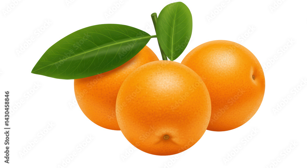 Isolated Fresh Oranges with Green Leaves Isolated Fresh Oranges with Green Leaves