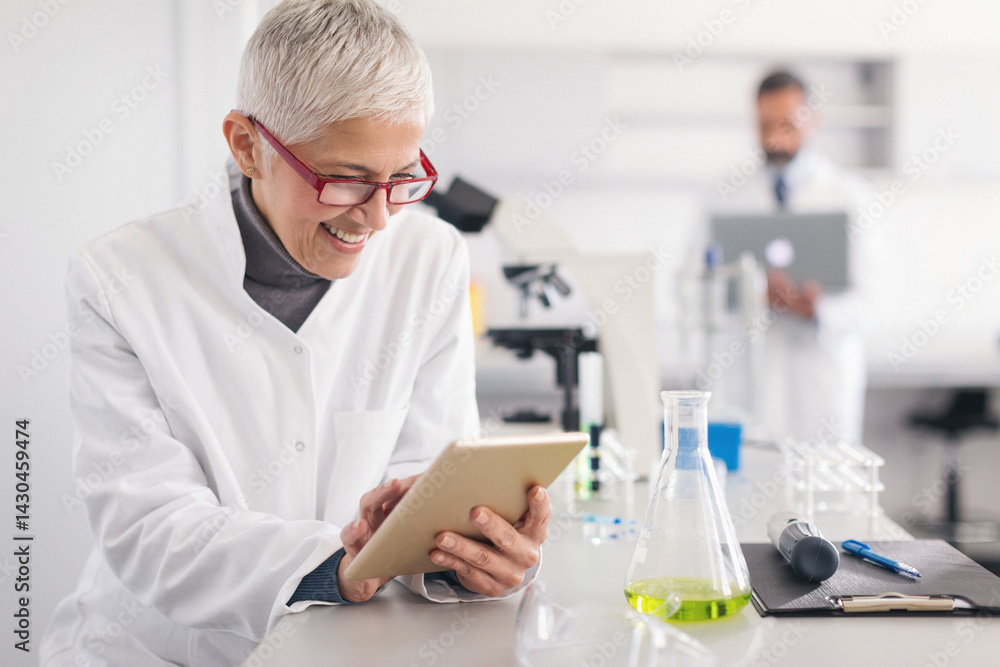 Senior female scientist working in laboratory Senior female scientist working in laboratory