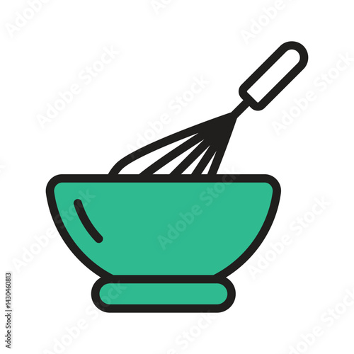 Baking whisk bowl icon designed in outline style