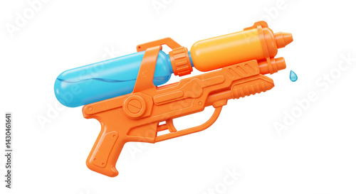 Isolated Orange and Blue Super Soaker Water Gun
