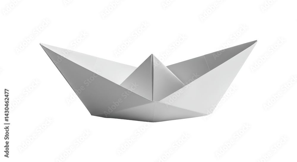 Isolated White Paper Boat Origami Simple Art Isolated White Paper Boat Origami Simple Art