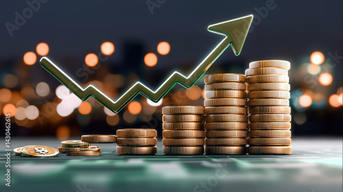 coins growth investment finance chart business economy success profit wealth currency savings market analysis strategy increase banking stock future planning assets financial performance trend