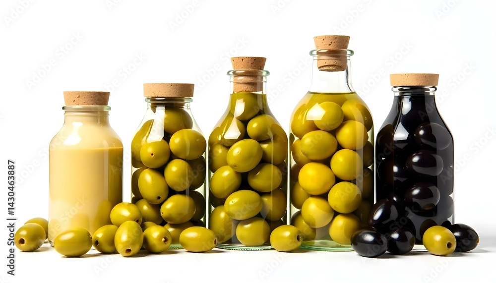 olives bottles isolated on white background olives bottles isolated on white background