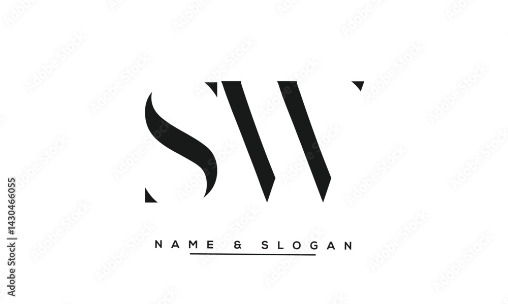 SW, WS Abstract Letters Logo Monogram