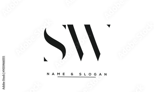 Obraz na płótnie SW, WS Abstract Letters Logo Monogram w salonie
