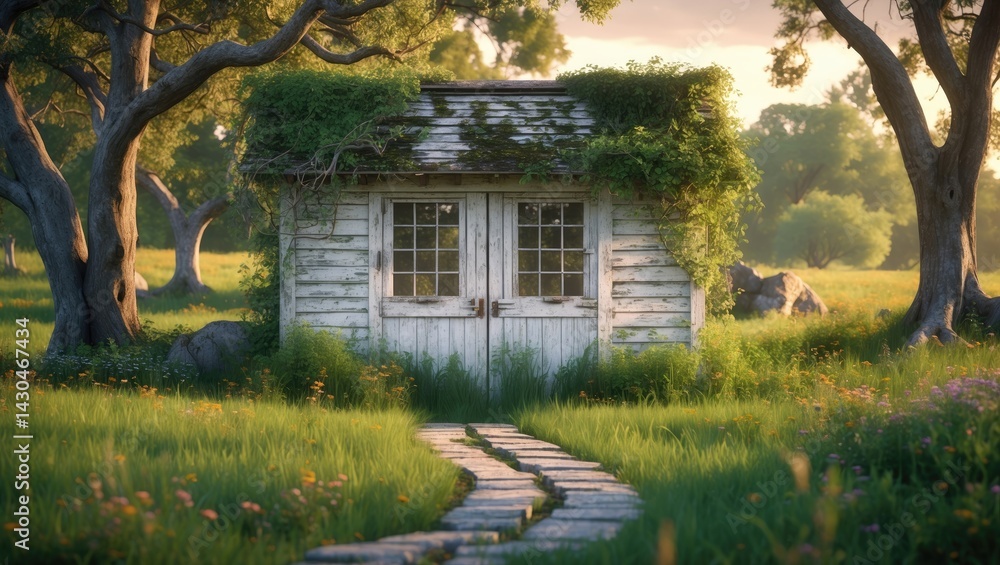 rustic wooden shed