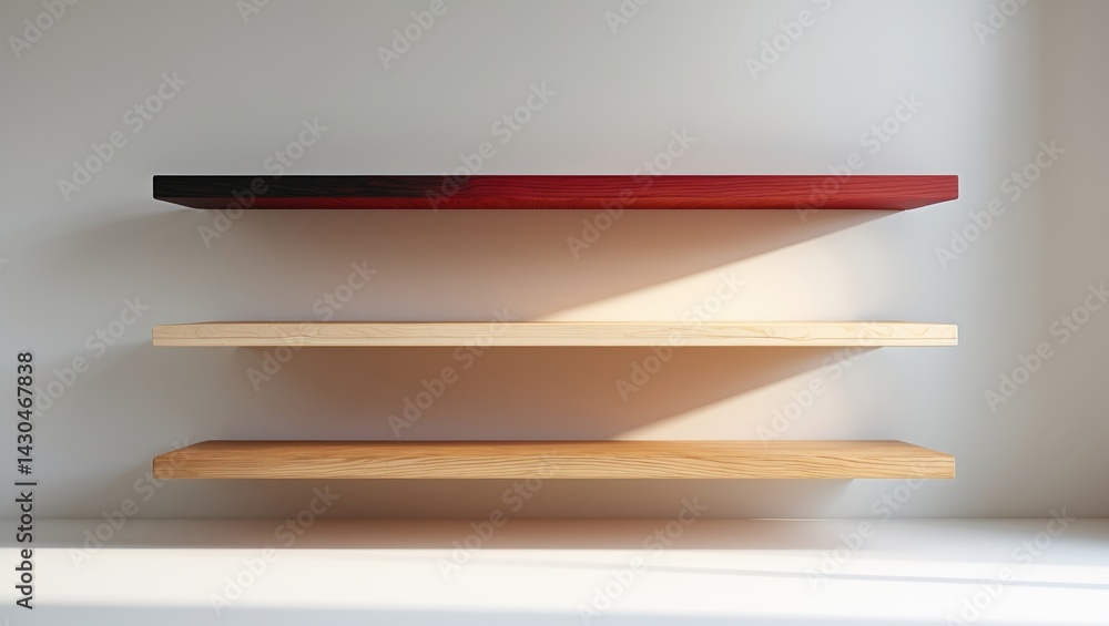 White background with wooden shelves