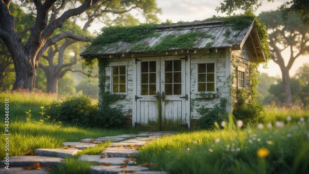wooden structure in a garden setting