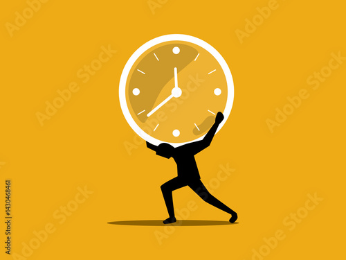 Hard working time, businessman holding a wall clock