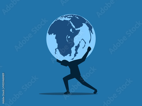Businessman tries to carry the whole world