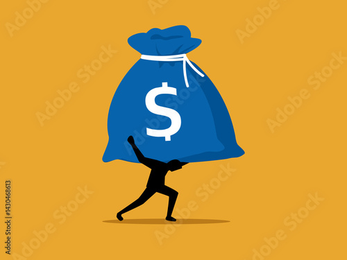 Bracelet, businessman carrying a big bag of money