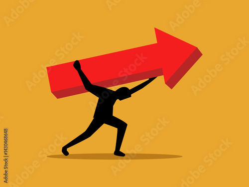 Businessman tries to change the direction of the graph